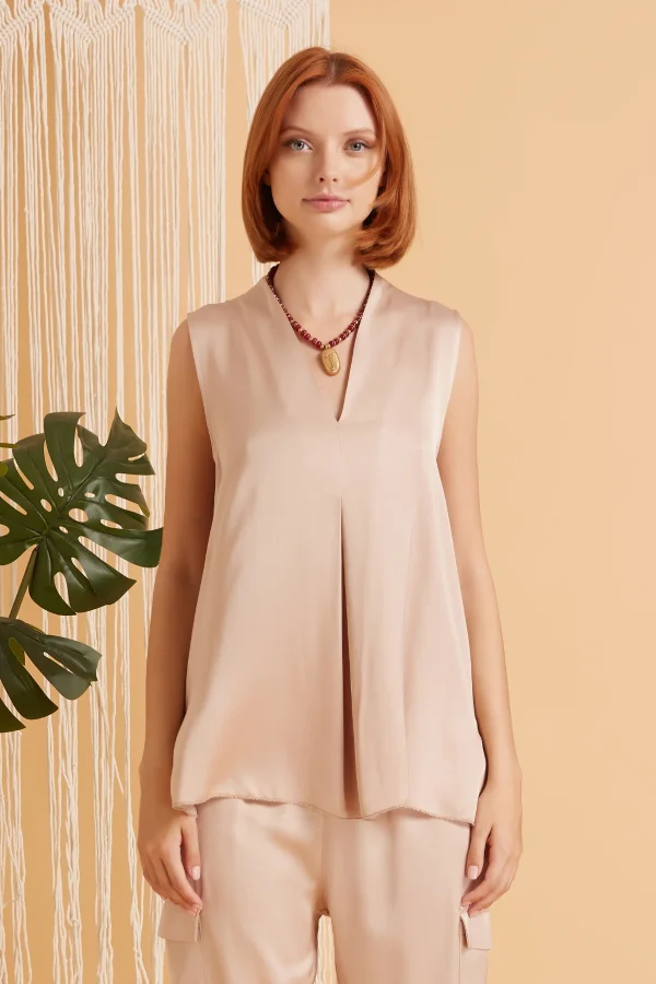 BLUSA SMANICATA IN RASO – DKE8607