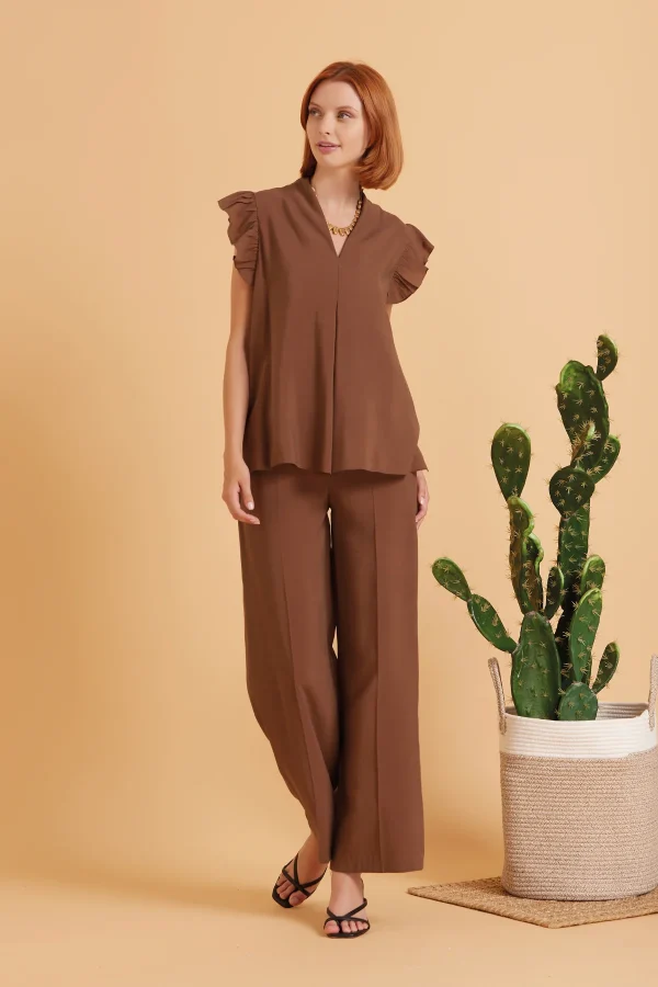 BLUSA CON ROUGES IN CUPRO – DKE8630