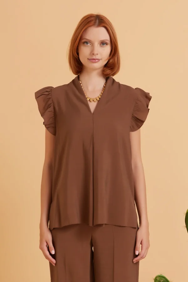 BLUSA CON ROUGES IN CUPRO – DKE8630