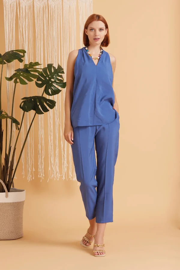 BLUSA CON INTRECCIO RETRO IN CUPRO – DKE8632