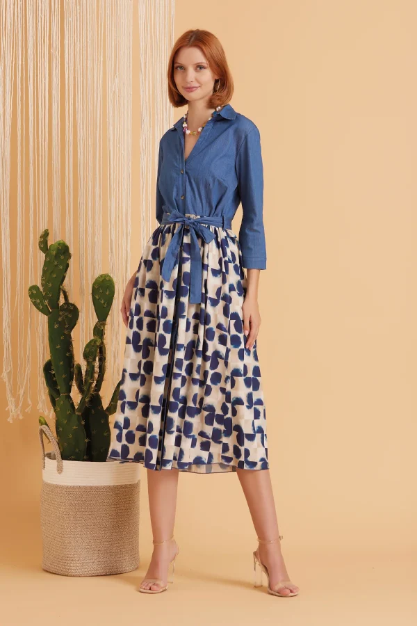 CHEMISIER TENCEL E VISCOSA STAMPATA – DKE8645