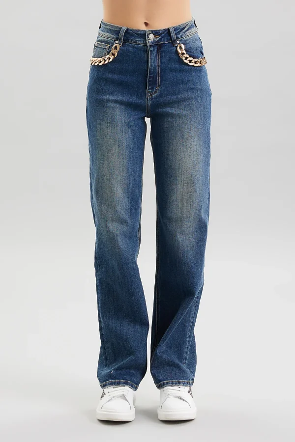 PETRA- DENIM STRAIGHT CON CATENA – DT01611