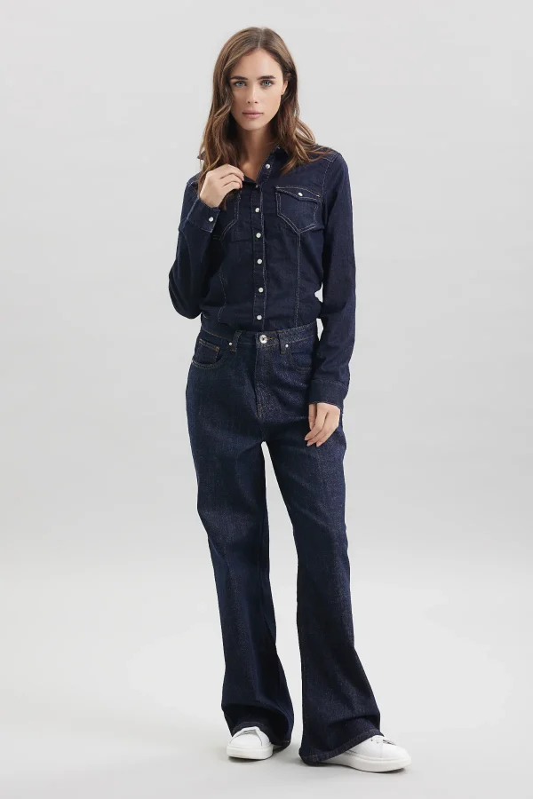 ELISA-DENIM WIDE LEG NON LAVATO – DT01700