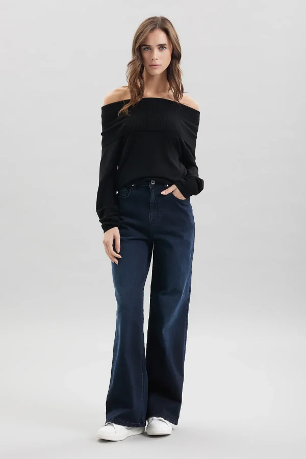 ELISA-DENIM WIDE LEG LAV. BLU BLACK – DT01703