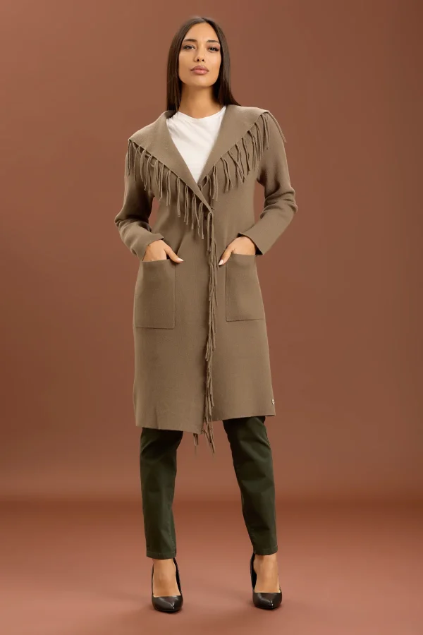 CAPPOTTO A MAGLIA CON FRANGE – DT00180