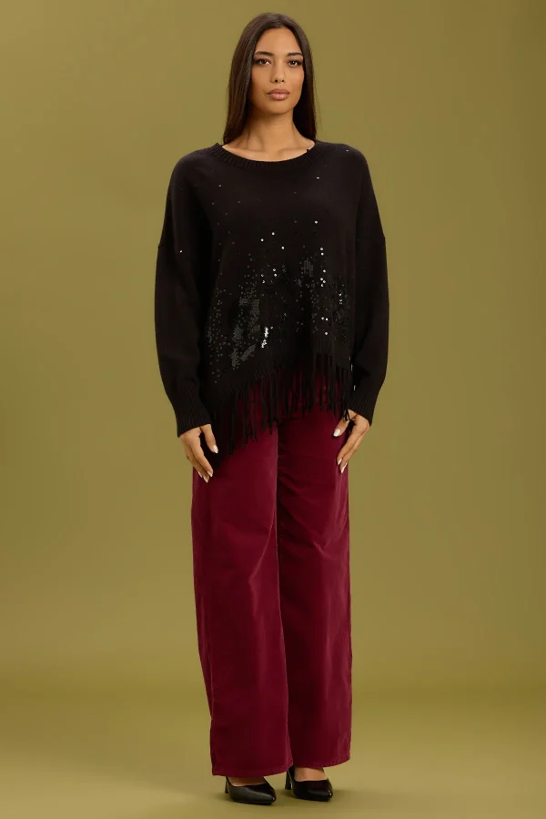 GIROCOLLO CON PAILLETTES E FRANGE – DT00352