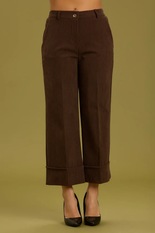 PANTALONE CROPPED CON RISVOLTO VELLUTO STRETTO – DT01190