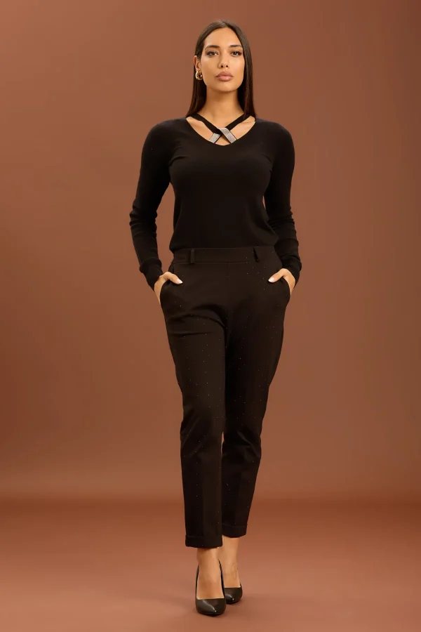 PANTALONE FONDO STRETTO PUNTO MILANO STRASS – DT01195