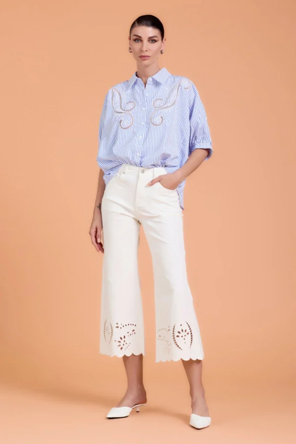 CAMICIA OVER CON RICAMO SAN GALLO – DK02713