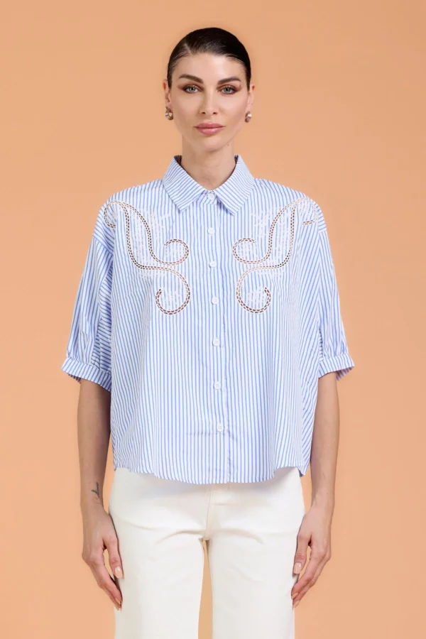 CAMICIA OVER CON RICAMO SAN GALLO – DK02713