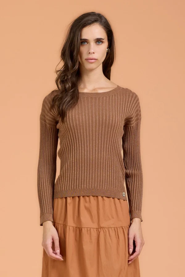 GIROCOLLO MANICA LUNGA COSTINA LUREX – DK04039