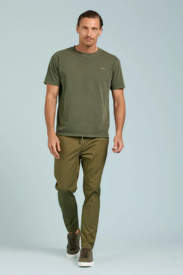 PANTALONE SLIM CON ELASTICO IN VITA NYLON COTONE – UK04023