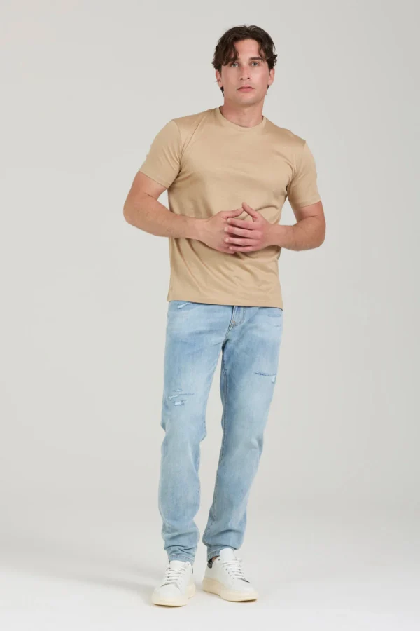 ADAM DENIM SLIM CON ROTTURE LAV. CHIARO 10,5OZ – UK04101