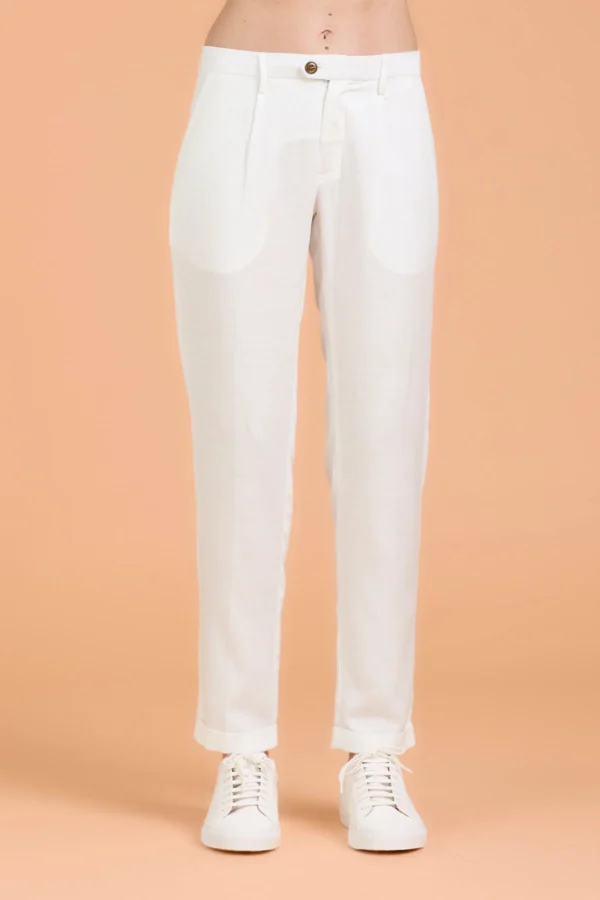 NICO CHINO PANTALONE LINO TENCEL CON PENCES – UK04117