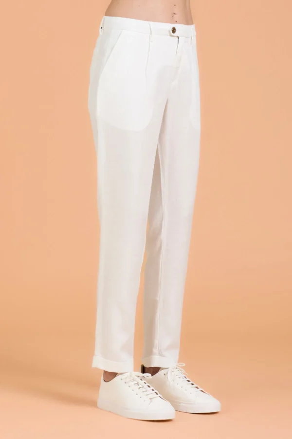 NICO CHINO PANTALONE LINO TENCEL CON PENCES – UK04117
