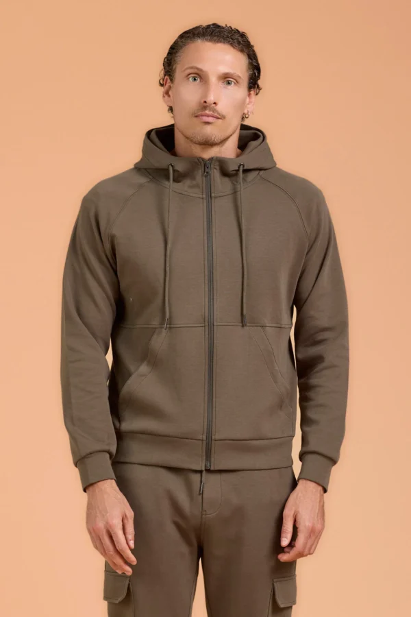 FELPA CON CAPPUCCIO E ZIP IN MODAL – UK04647