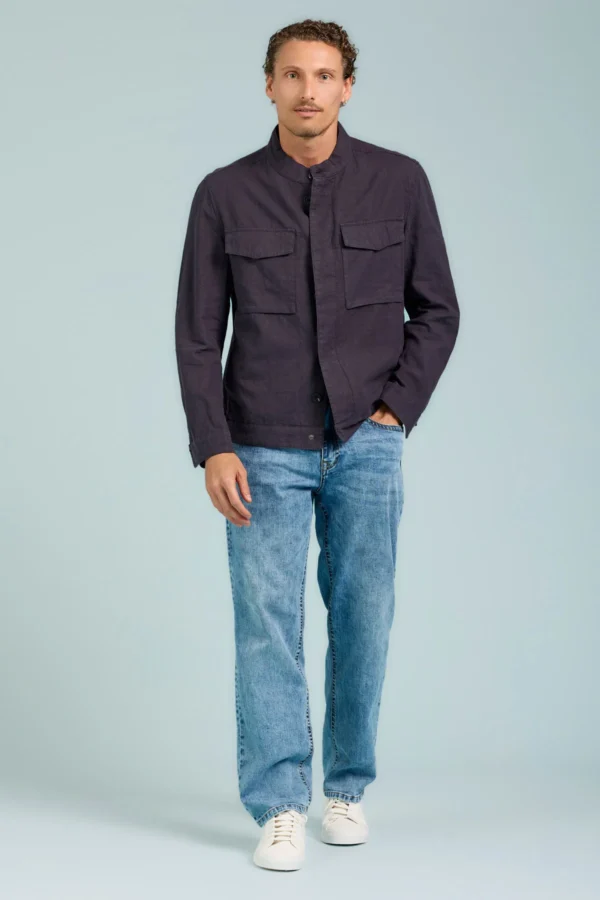 CAMICIA COLLO COREANA CON TASCHE – UK05205