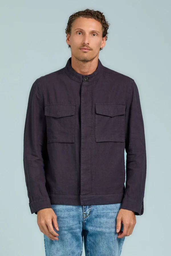 CAMICIA COLLO COREANA CON TASCHE – UK05205