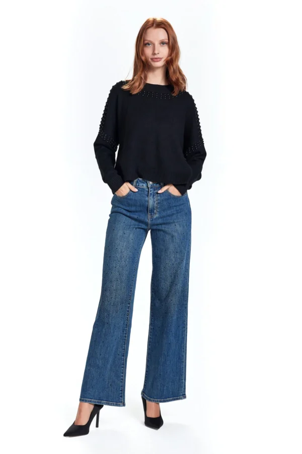 ELISA DENIM WIDE LEG CON APPL.GINOCCHIO – DT03703