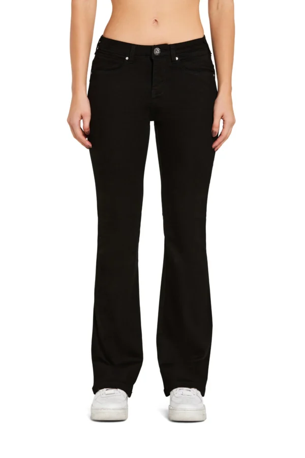 LAYRA DENIM FLARE TESSUTO BLACK BLACK – DT04105